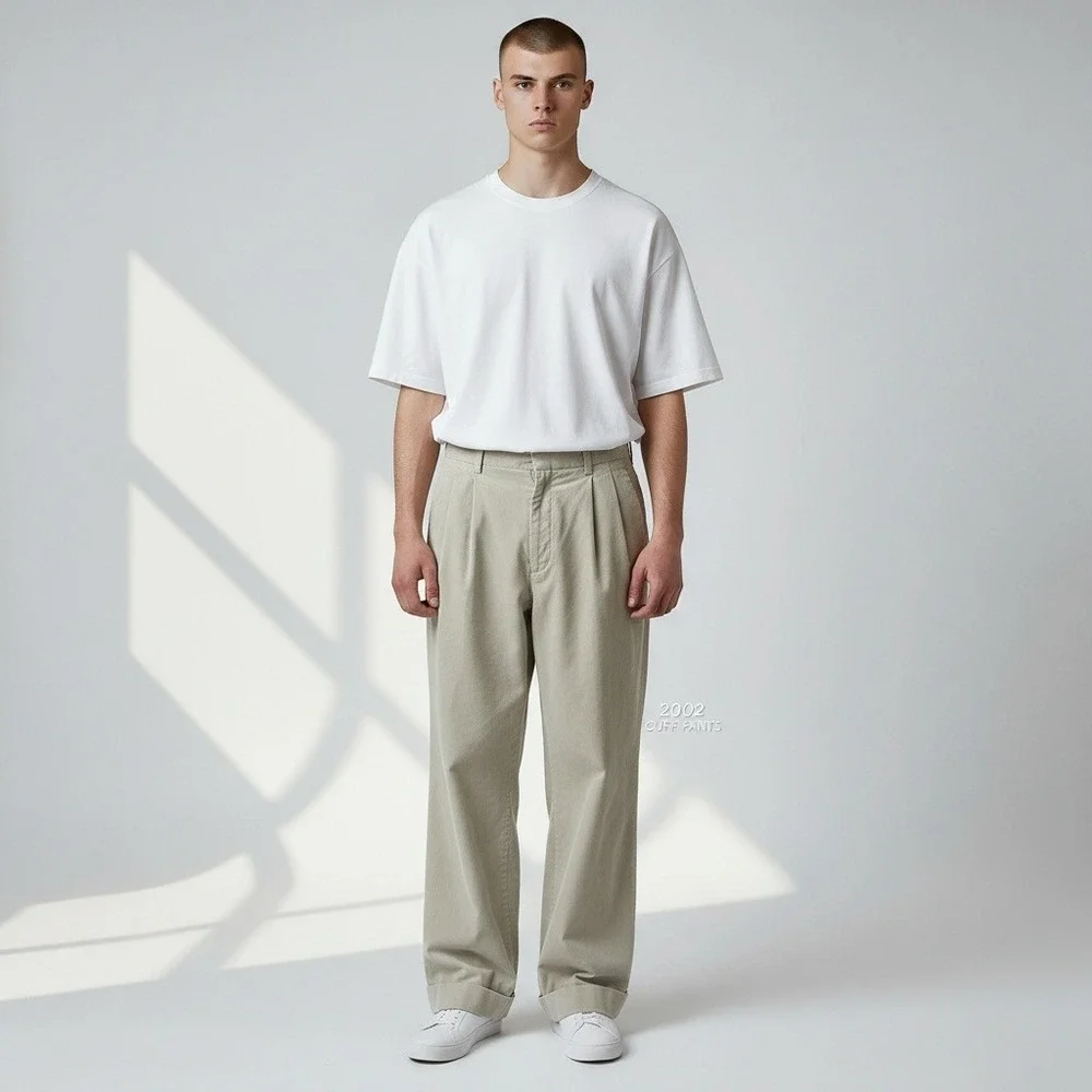BR Y2K Smithfield Chinos 34x32 Beige 90s Style Pleated Pants Preppy Old Money